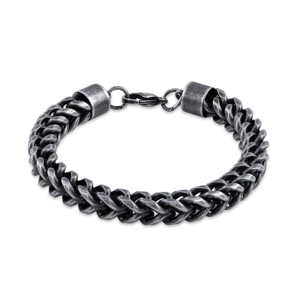 Stainless Steel Dark Antique Finish Curb Bracelet
