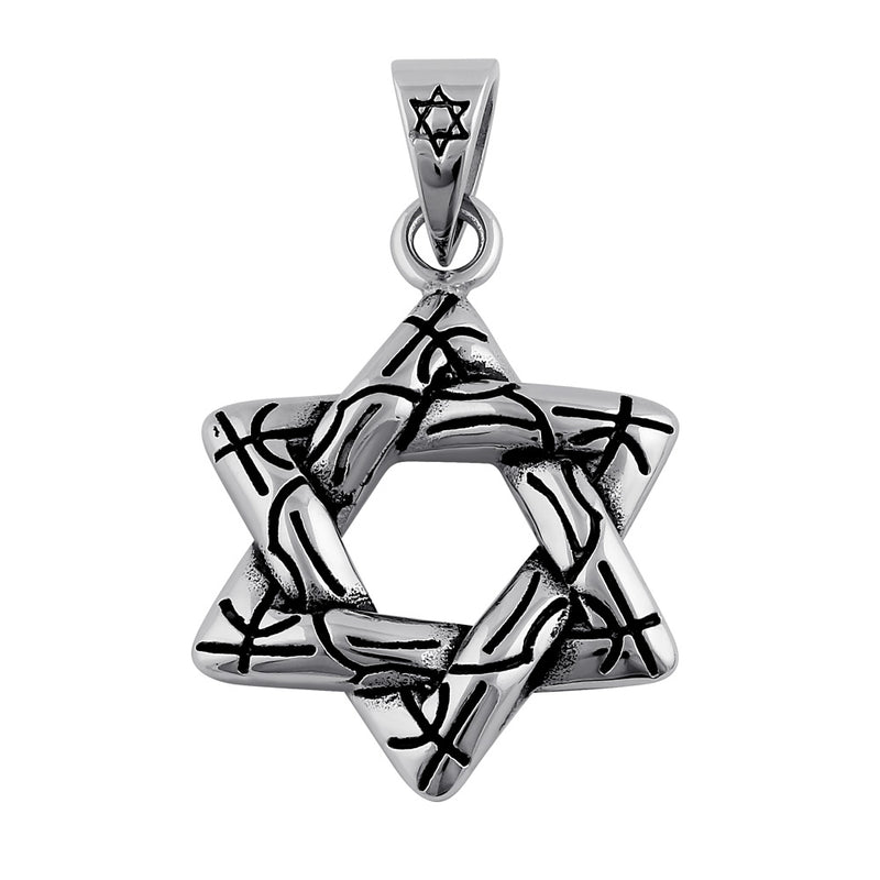 Stainless Steel Wire Pattern Star of David Pendant