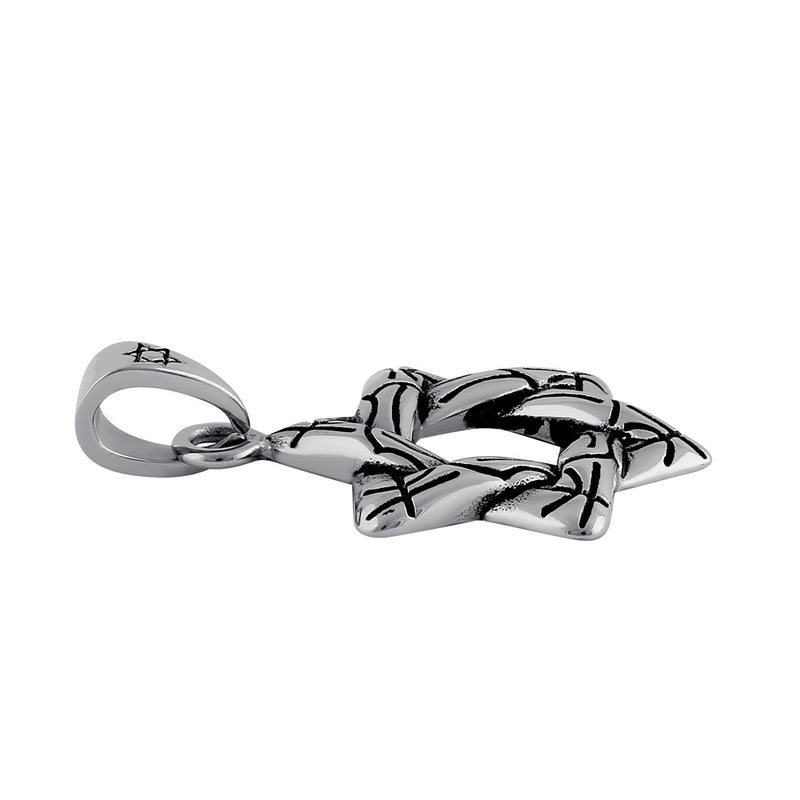 Stainless Steel Wire Pattern Star of David Pendant