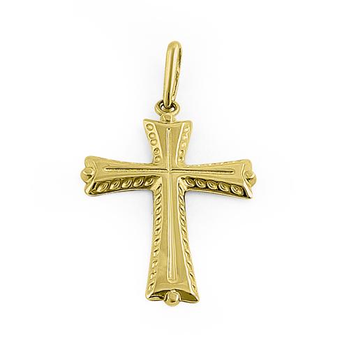 Solid 14K Yellow Gold Antique Cross