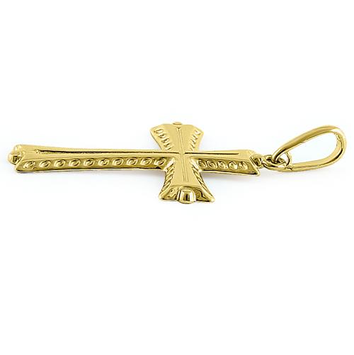 Solid 14K Yellow Gold Antique Cross