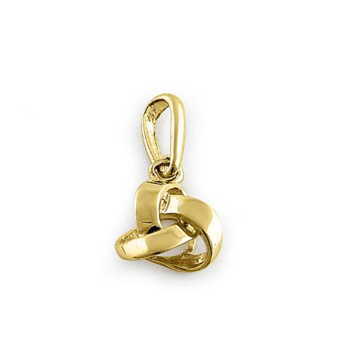 Solid 14K Yellow Gold Love Knot Pendant