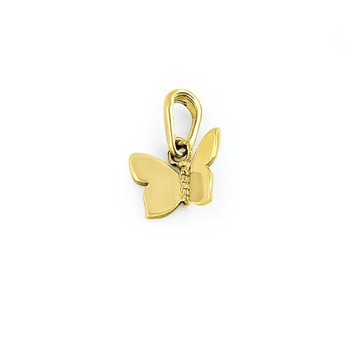 Solid 14K Yellow Gold Butterfly Charm Pendant