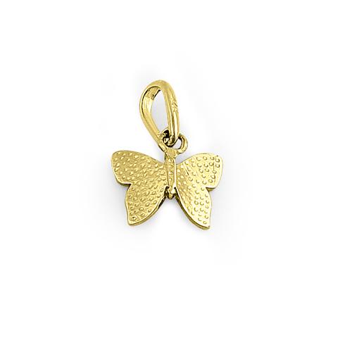 Solid 14K Yellow Gold Butterfly Charm Pendant