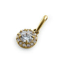 Solid 14K Yellow Gold Round Halo CZ Pendant
