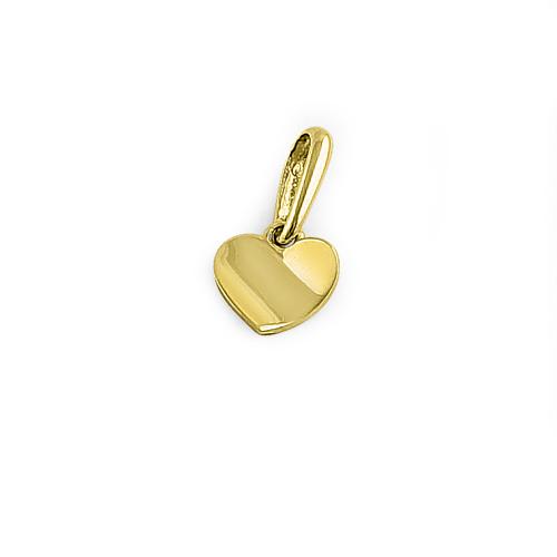 Solid 14K Yellow Gold Heart Charm Pendant