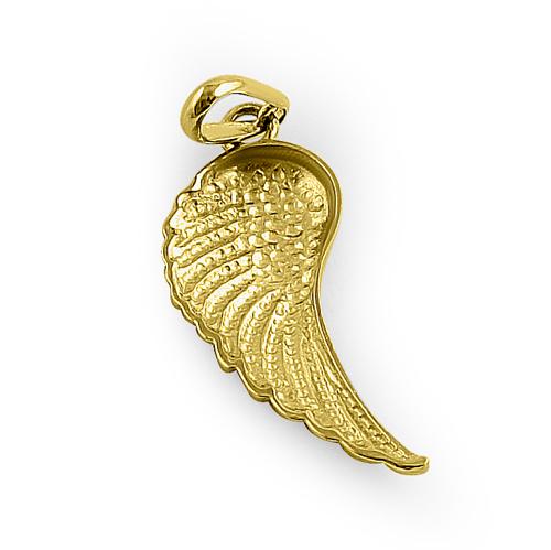 Solid 14K Yellow Gold Angel Wing Pendant