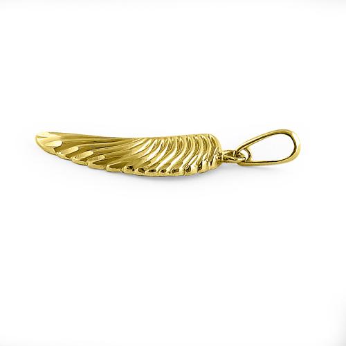 Solid 14K Yellow Gold Angel Wing Pendant