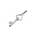 Solid 14K White Gold Clover Key Pendant