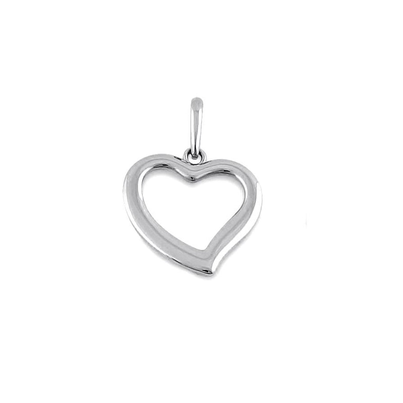 Solid 14K White Gold Simple Heart Pendant