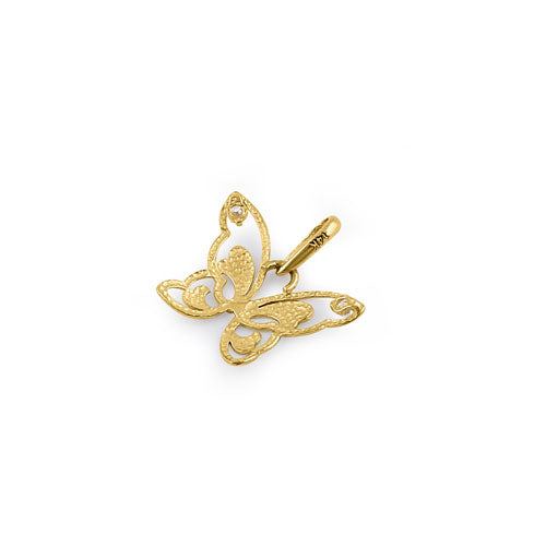 Solid 14K Yellow Gold Butterfly Pendant