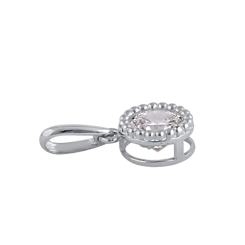 Solid 14K White Gold 6MM Round CZ Pendant