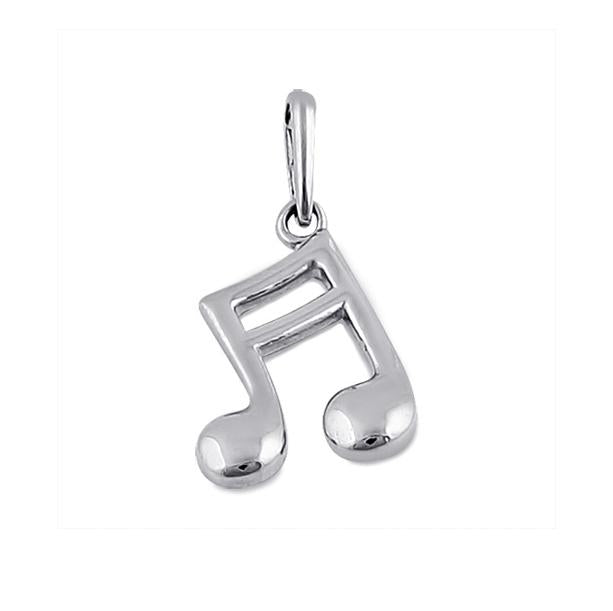 Solid 14K White Gold Music Note Pendant