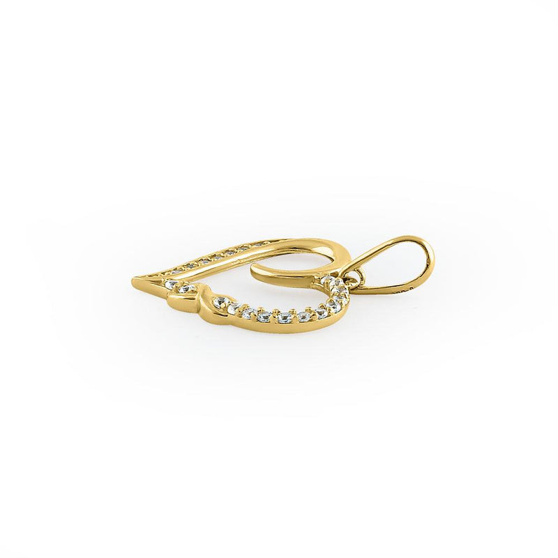 Solid 14K Yellow Gold Infinity Heart CZ Pendant