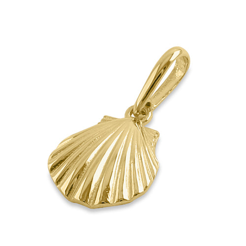 Solid 14K Yellow Gold Clam Shell Pendant