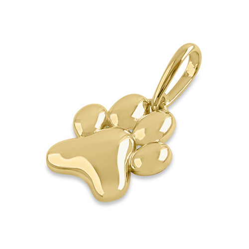 Solid 14K Yellow Gold Paw Pendant