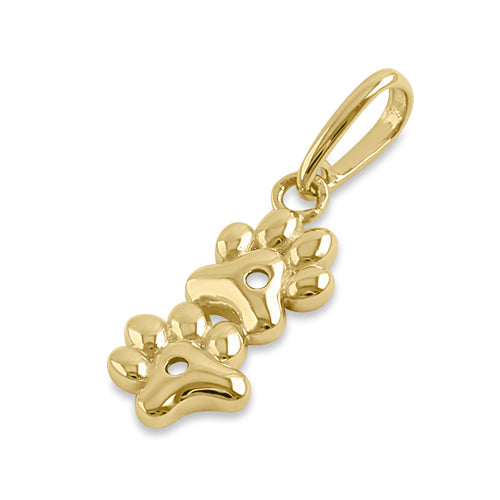 Solid 14K Yellow Gold Double Paw Pendant