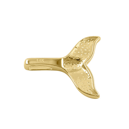 Solid 14K Yellow Gold Dolphin Tail Pendant