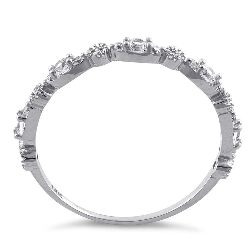 Solid 14K White Gold Thin Elegant Round Clear CZ Ring