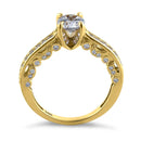 Solid 14K Yellow Gold Elegant Round Cut CZ Engagement Ring