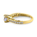 Solid 14K Yellow Gold Elegant Round Cut CZ Engagement Ring