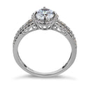 Solid 14K White Gold Round Cut Halo CZ Engagement Ring