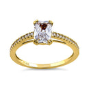 Solid 14K Yellow Gold Raidiant Cut CZ Engagement Ring