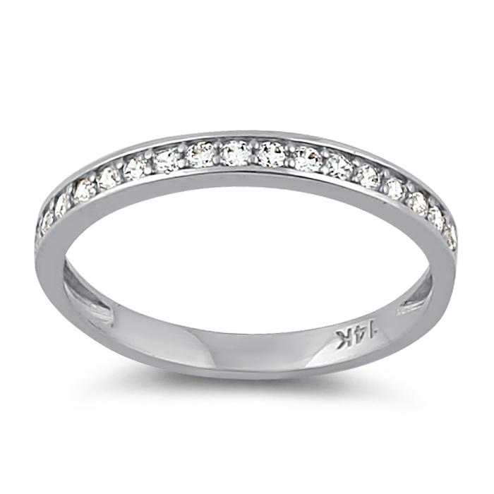 Solid 14K White Gold Half Eternity Wedding Band