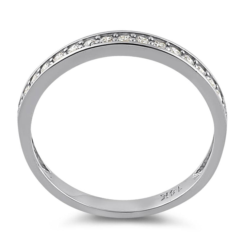 Solid 14K White Gold Half Eternity Wedding Band