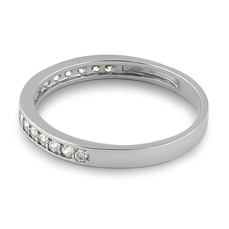 Solid 14K White Gold Half Eternity Wedding Band