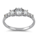 Solid 14K White Gold Triple Round Clear CZ Engagement Ring