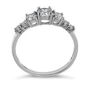 Solid 14K White Gold Triple Round Clear CZ Engagement Ring
