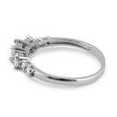 Solid 14K White Gold Triple Round Clear CZ Engagement Ring