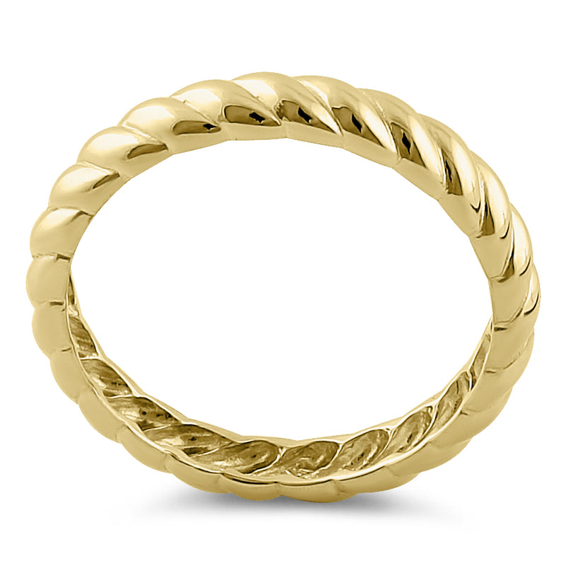 Solid 14K Yellow Gold 3mm Rope Band