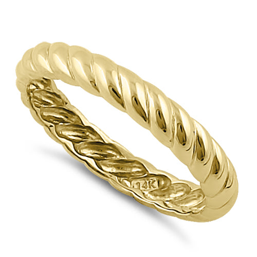 Solid 14K Yellow Gold 3mm Rope Band