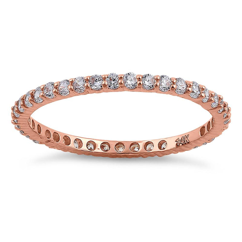 Solid 14K Rose Gold Eternity CZ Band
