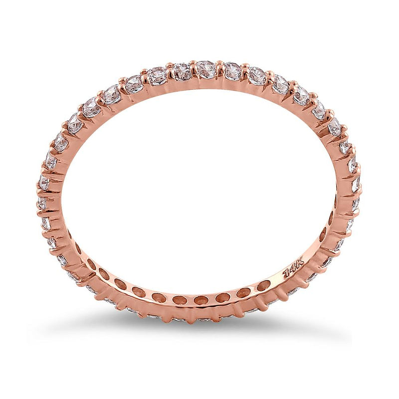 Solid 14K Rose Gold Eternity CZ Band