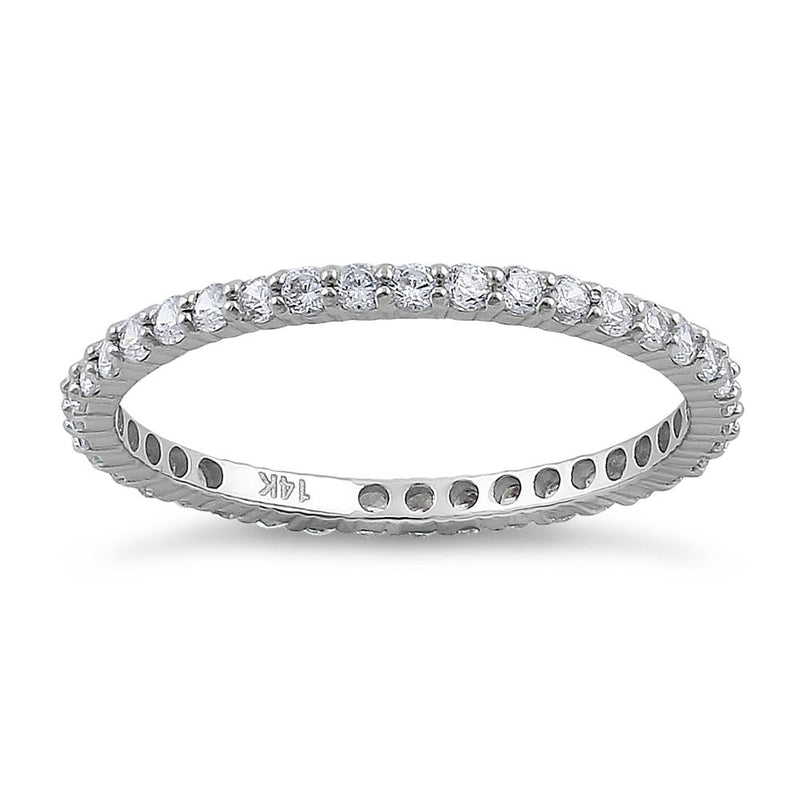 Solid 14K White Gold Eternity CZ Band