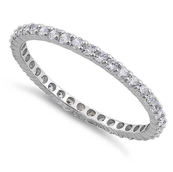 Solid 14K White Gold Eternity CZ Band