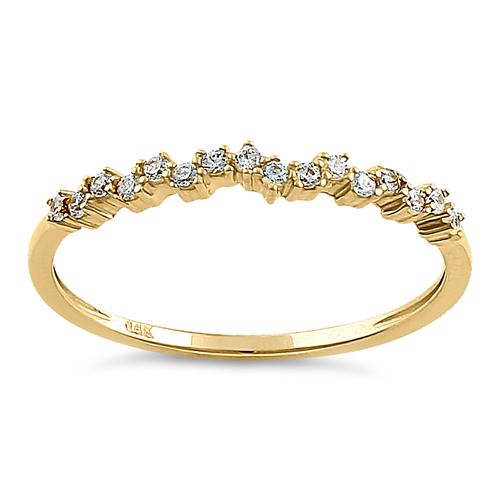 Solid 14k Yellow Gold Simple Cluster Round Clear CZ Ring