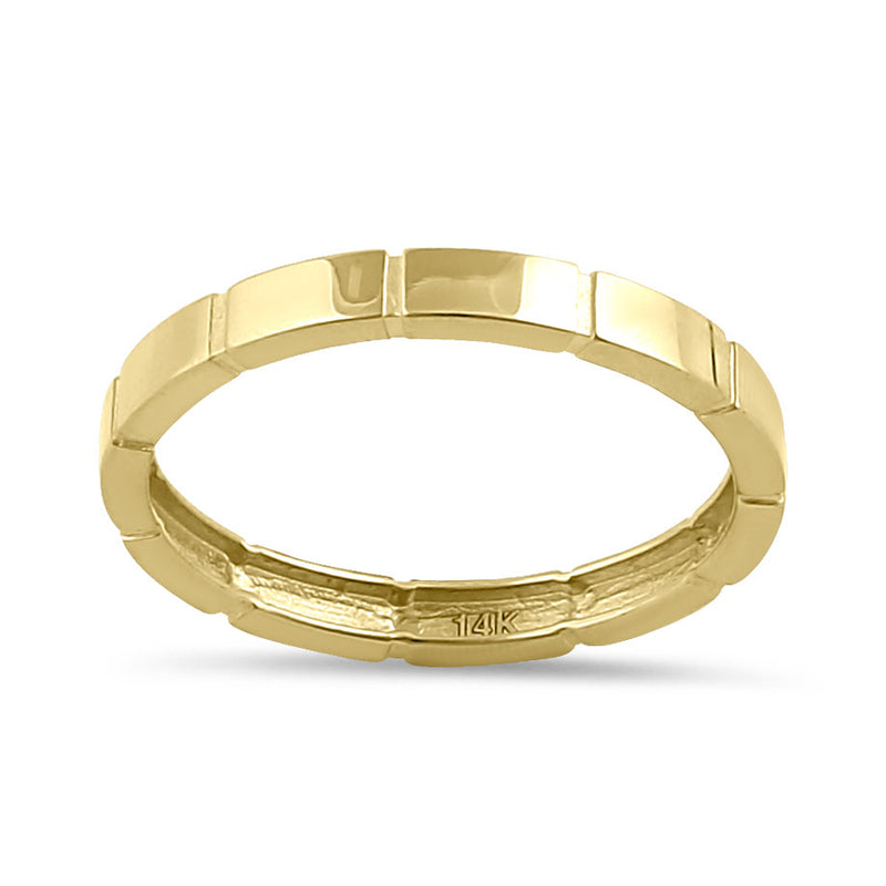 Solid 14K Yellow Gold Brick Band