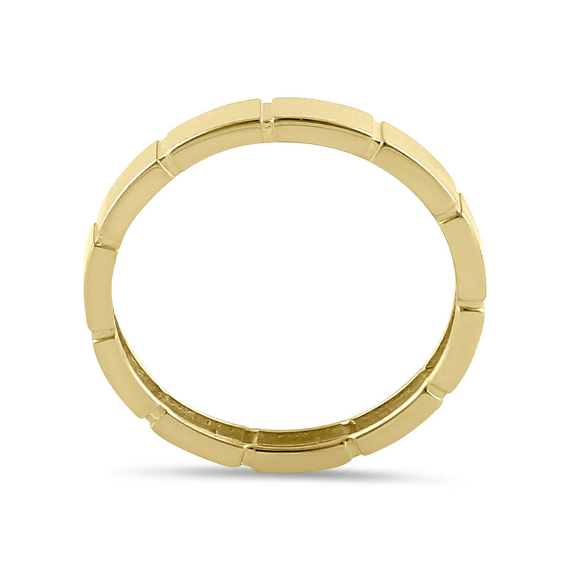 Solid 14K Yellow Gold Brick Band