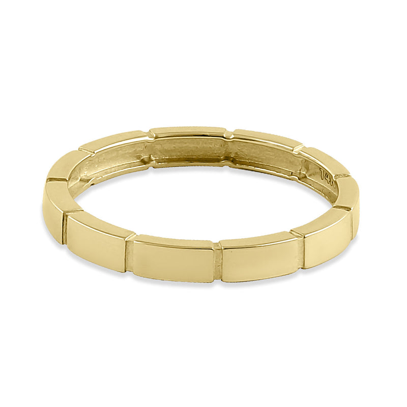 Solid 14K Yellow Gold Brick Band