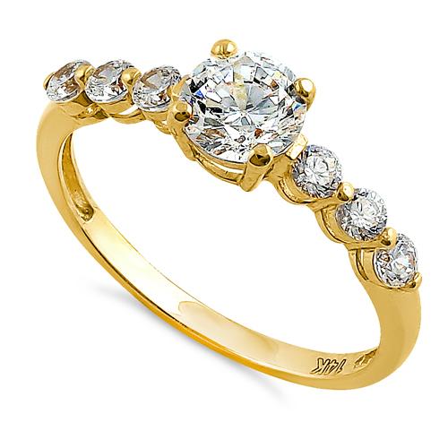 Solid 14K Yellow Gold Regal Round CZ Ring