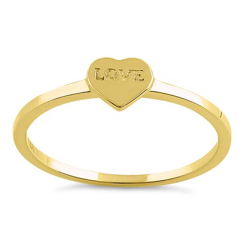 Solid 14K Yellow Gold Love Heart Ring