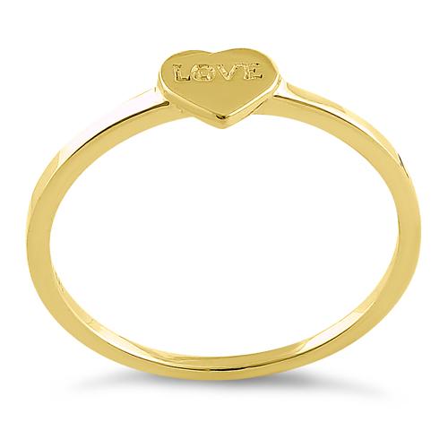 Solid 14K Yellow Gold Love Heart Ring