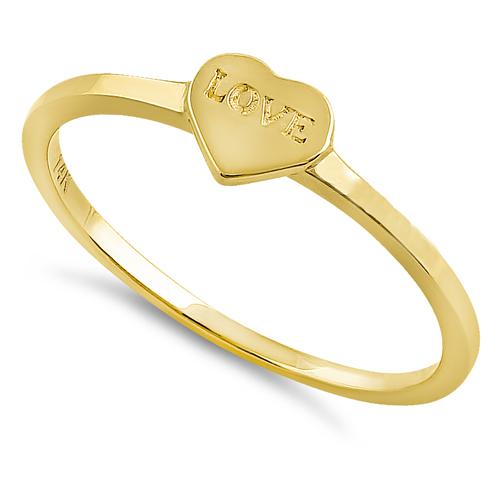 Solid 14K Yellow Gold Love Heart Ring