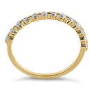 Solid 14K Yellow Gold Row Round Clear CZ Ring