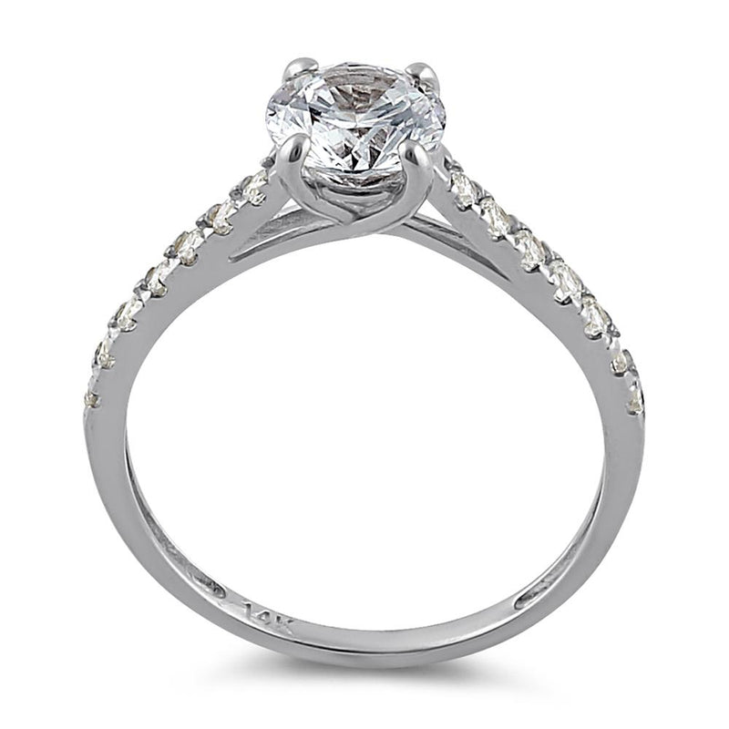 Solid 14K White Gold Solitaire Round Clear CZ Engagement Ring