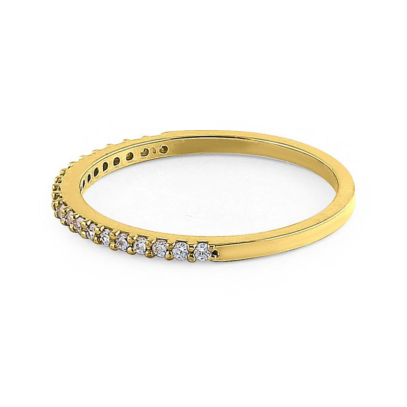 Solid 14K Yellow Gold Round Cut Half Eternity CZ Ring